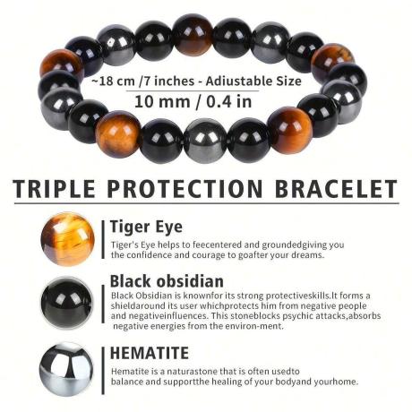 ⚔️ Original Triple Power Protection Bracelet (Unisex, 8mm) | Lab Certified ⚔️