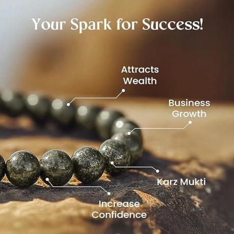 ✨ Natural Pyrite Healing Crystal Bracelet | 8mm Beads | Unisex (Women & Men)
