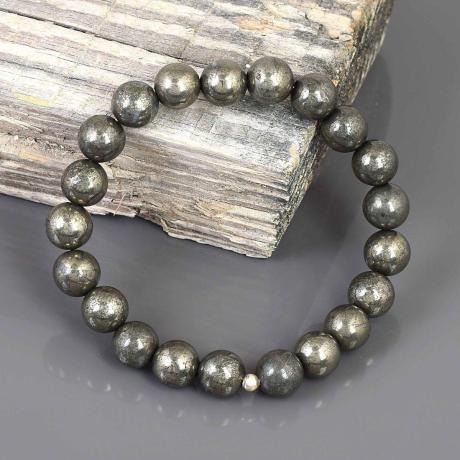 ✨ Natural Pyrite Healing Crystal Bracelet | 8mm Beads | Unisex (Women & Men)