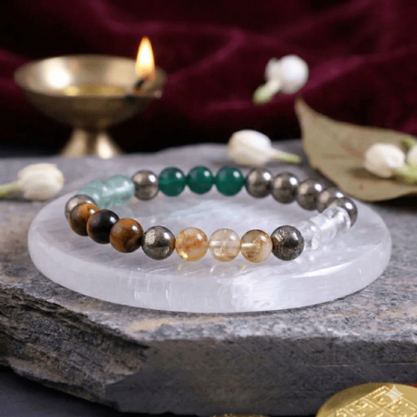 💰Original Dhan Yog Bracelet with FREE Raw Selenite Plate | Money Magnet Bracelet 8mm | Lab Certified💰