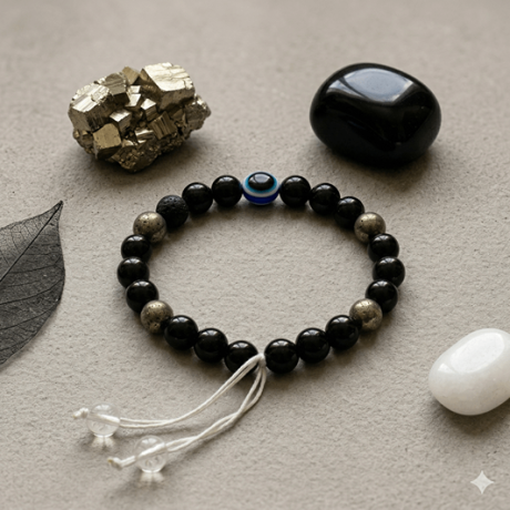 🧿 Original Evil Eye with Black Onyx & Lava Stone Bracelet (Unisex, 8mm) Lab Certified 🧿