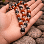 🔥 Original Karungali Rudraksha Combination Mala | 54 Beads (German Silver) | 6-8 mm | Unisex