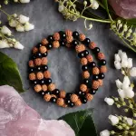 Natural 5 Mukhi Rudraksha Bracelet with Black Onyx 8mm – Unisex | Wealth & Health Attractor | Lab Certified 🔱