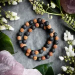 Natural 5 Mukhi Rudraksha Bracelet with Lava Stone 8mm – Unisex | Lab Certified 🔱