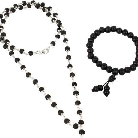 🔱 Charutty Original Karungali Silver Cap Mala (54 Beads) + Karungali Bracelet (6–8 mm) 🔱
